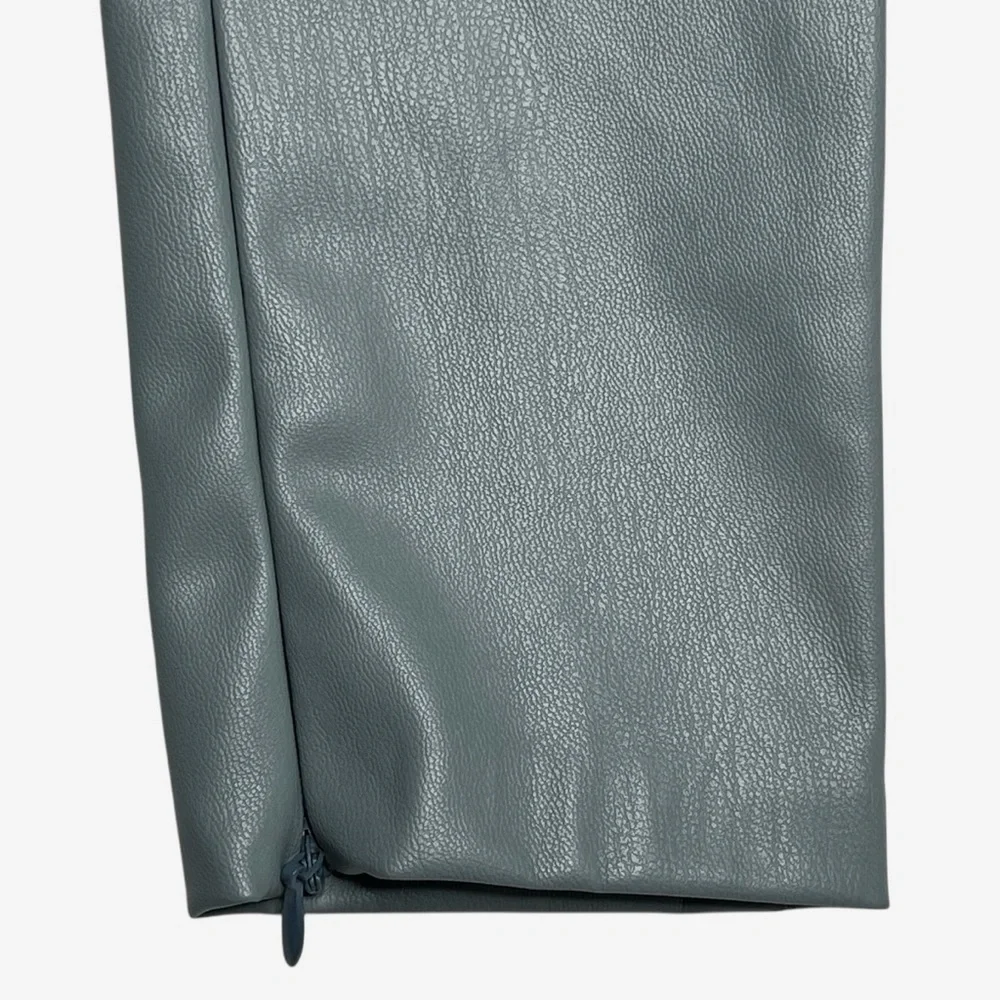 NWT ZARA Faux Leather Mini Dress Puff Sleeve Zip Wrist Green Blogger Fave - Picture 5 of 13